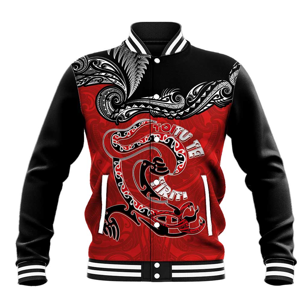 Personalised Aotearoa Toitu Te Tiriti Baseball Jacket Taniwha Tribal Motifs LT03 Unisex Multicolor - Polynesian Pride
