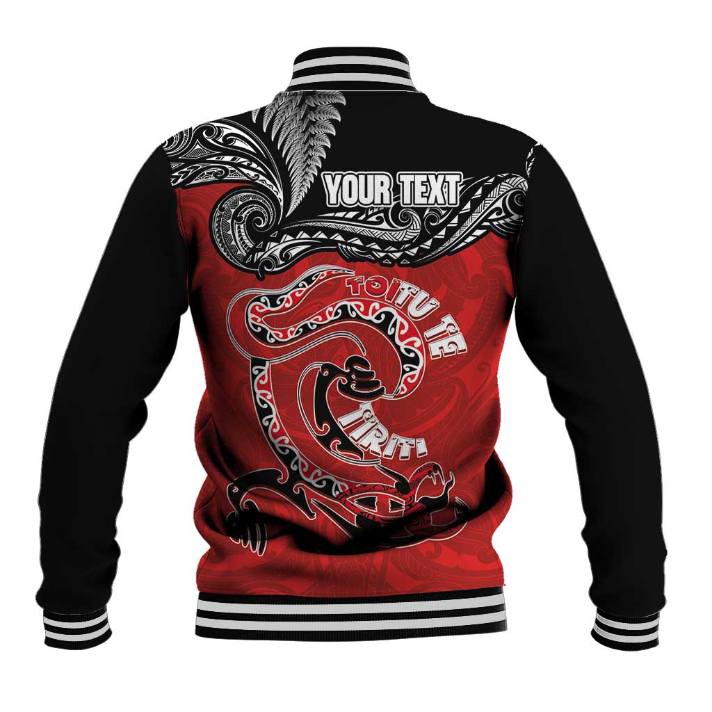 Personalised Aotearoa Toitu Te Tiriti Baseball Jacket Taniwha Tribal Motifs LT03 - Polynesian Pride