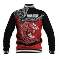 Personalised Aotearoa Toitu Te Tiriti Baseball Jacket Taniwha Tribal Motifs LT03 - Polynesian Pride