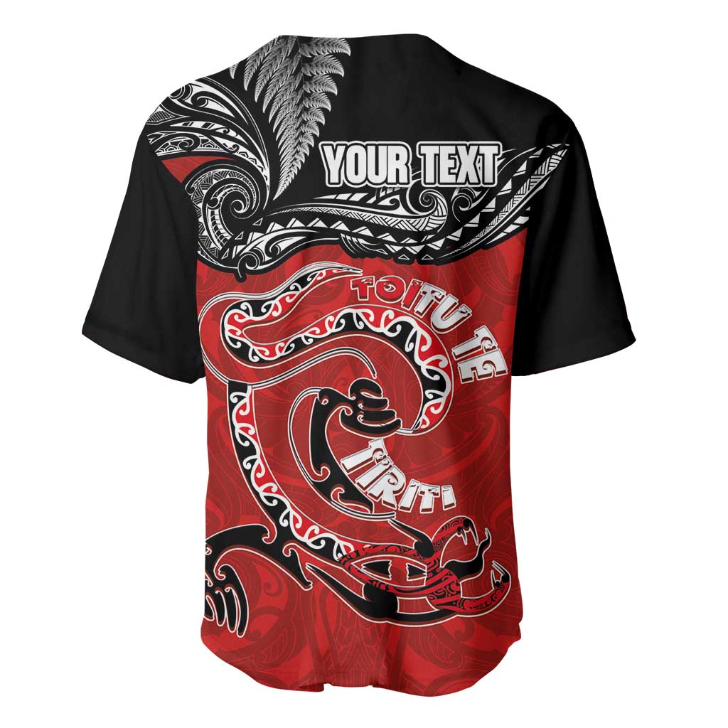 Personalised Aotearoa Toitu Te Tiriti Baseball Jersey Taniwha Tribal Motifs LT03 - Polynesian Pride