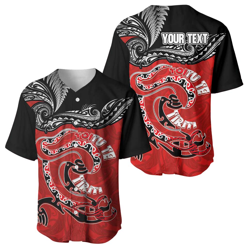 Personalised Aotearoa Toitu Te Tiriti Baseball Jersey Taniwha Tribal Motifs LT03 - Polynesian Pride