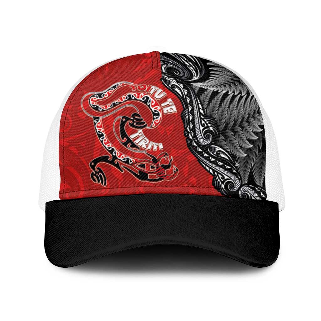 Aotearoa Toitu Te Tiriti Baseball Net Cap Taniwha Tribal Motifs LT03 One Size White Multicolor - Polynesian Pride