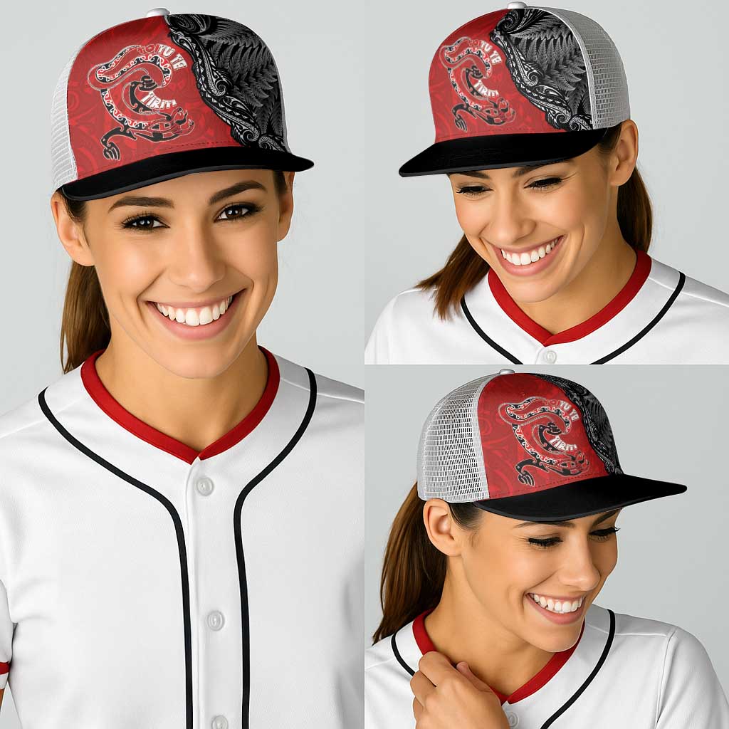 Aotearoa Toitu Te Tiriti Baseball Net Cap Taniwha Tribal Motifs LT03 - Polynesian Pride
