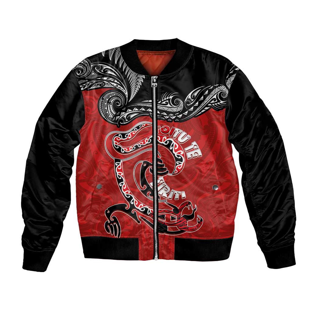 Personalised Aotearoa Toitu Te Tiriti Bomber Jacket Taniwha Tribal Motifs LT03 Unisex Multicolor - Polynesian Pride