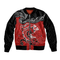 Personalised Aotearoa Toitu Te Tiriti Bomber Jacket Taniwha Tribal Motifs LT03 Unisex Multicolor - Polynesian Pride