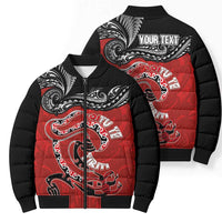 Personalised Aotearoa Toitu Te Tiriti Bomber Puffer Jacket Taniwha Tribal Motifs LT03 - Polynesian Pride