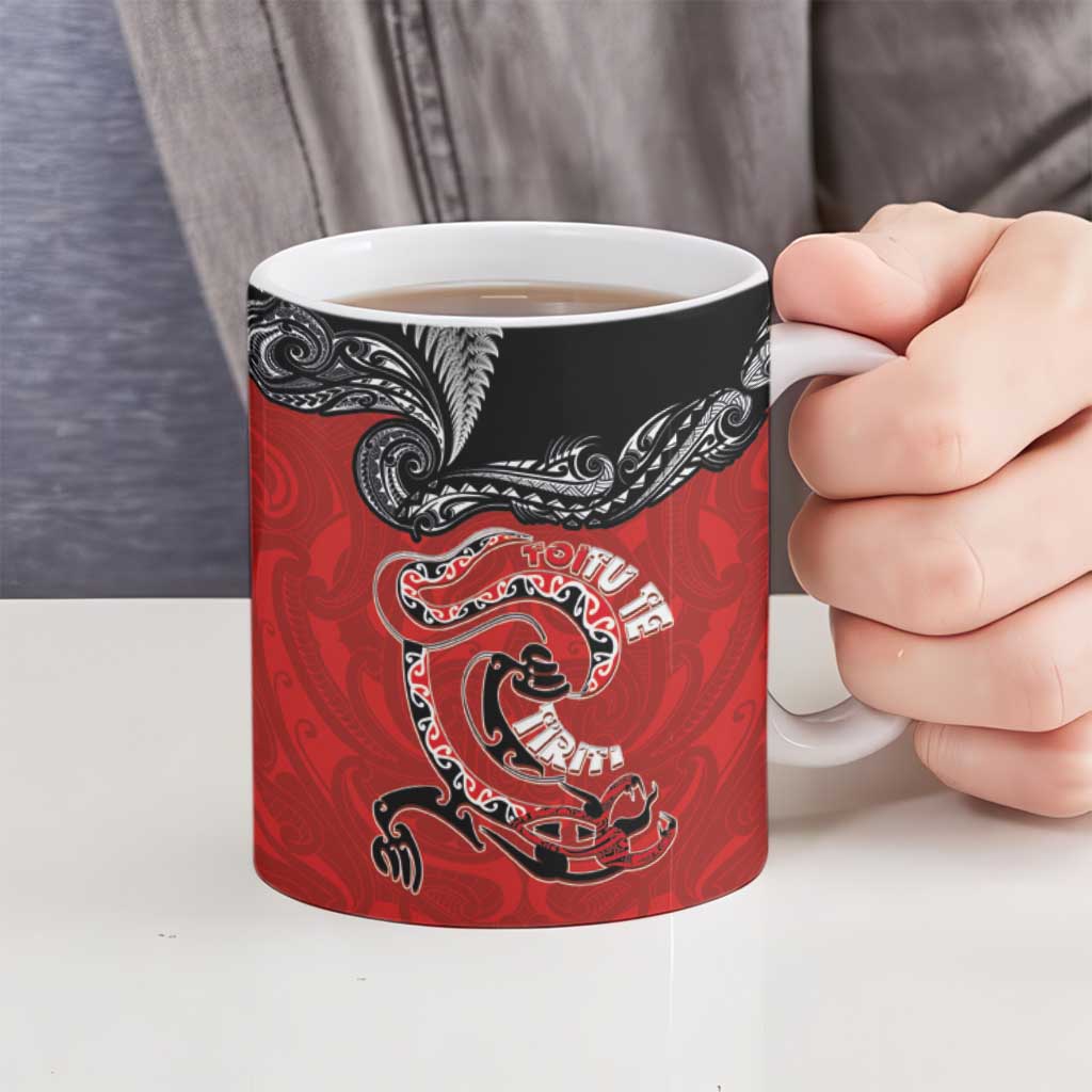 Aotearoa Toitu Te Tiriti Ceramic Mug Taniwha Tribal Motifs LT03 - Polynesian Pride