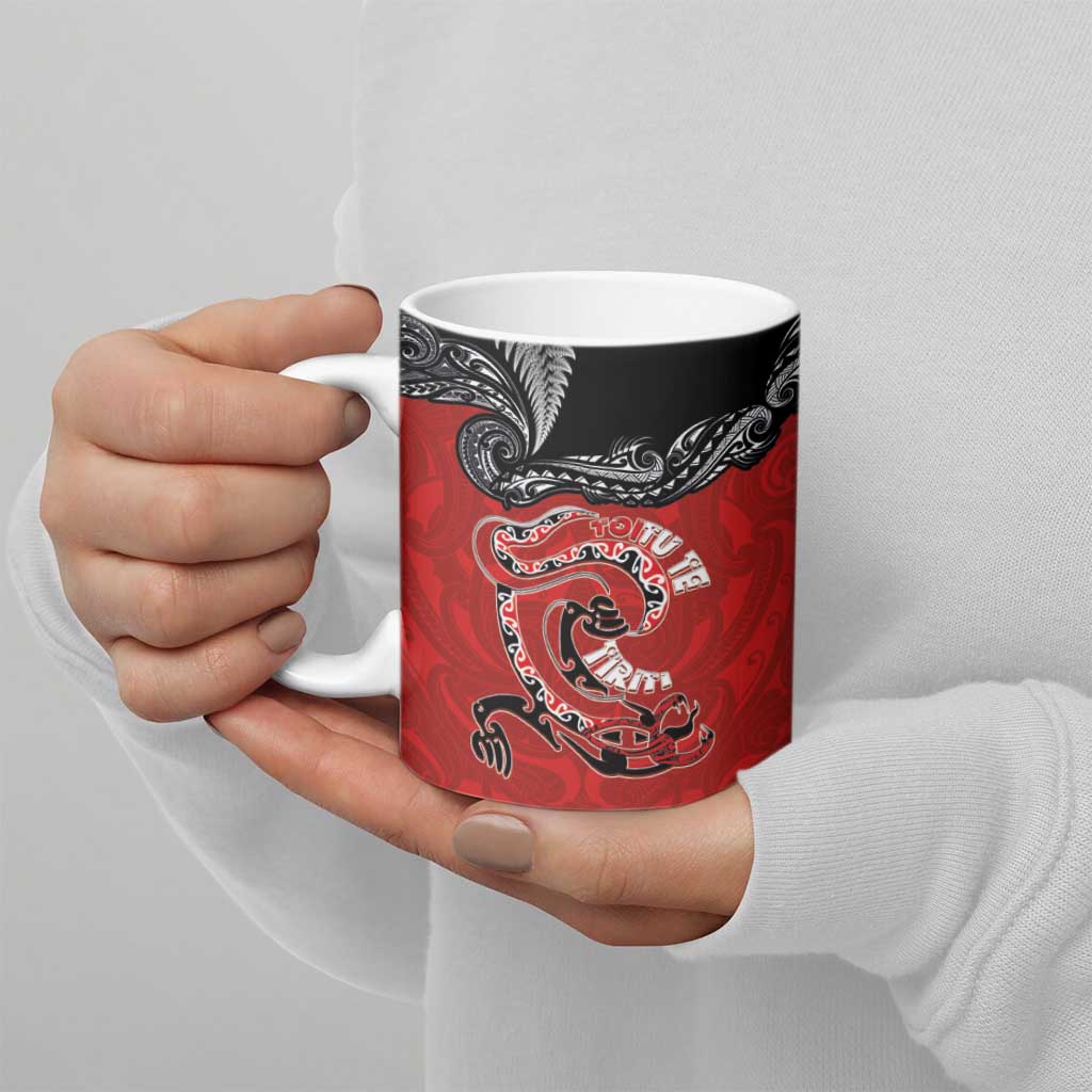 Aotearoa Toitu Te Tiriti Ceramic Mug Taniwha Tribal Motifs LT03 - Polynesian Pride