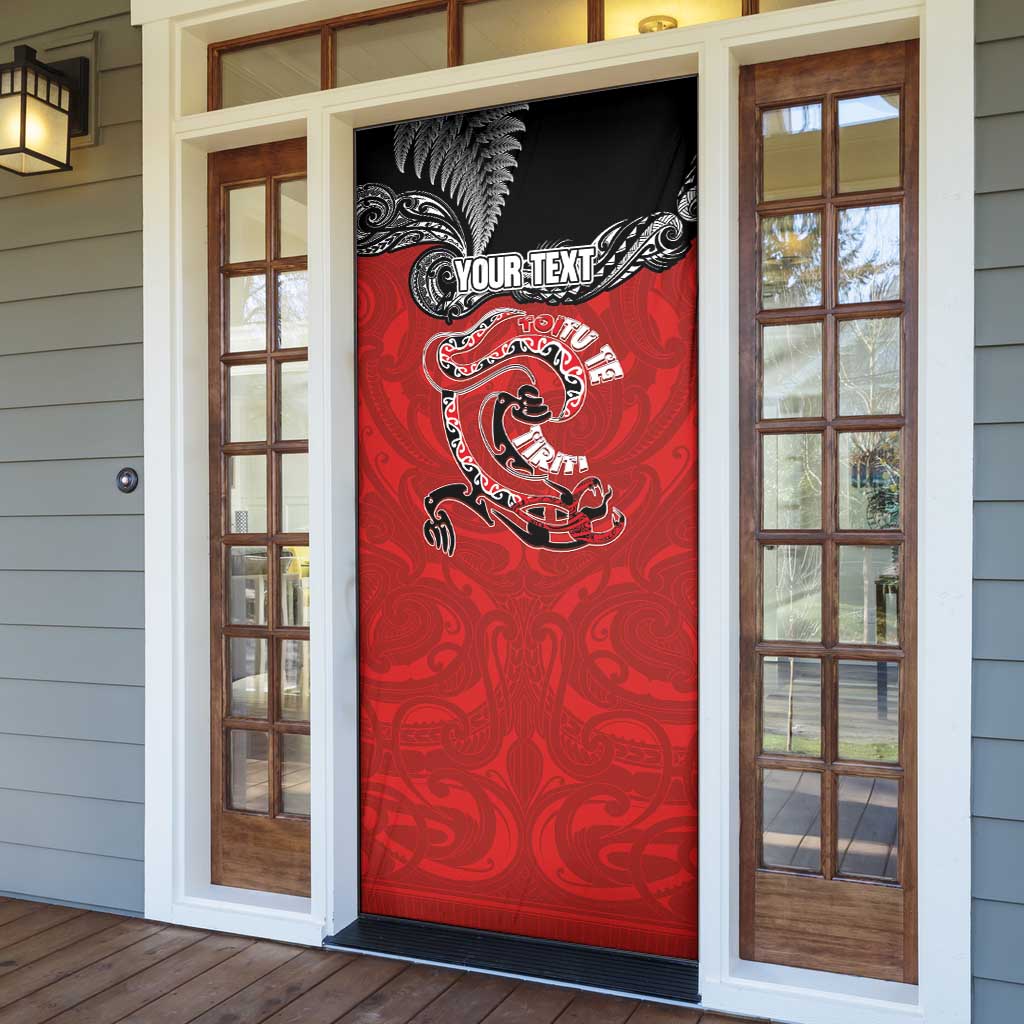 Personalised Aotearoa Toitu Te Tiriti Door Cover Taniwha Tribal Motifs LT03 - Polynesian Pride
