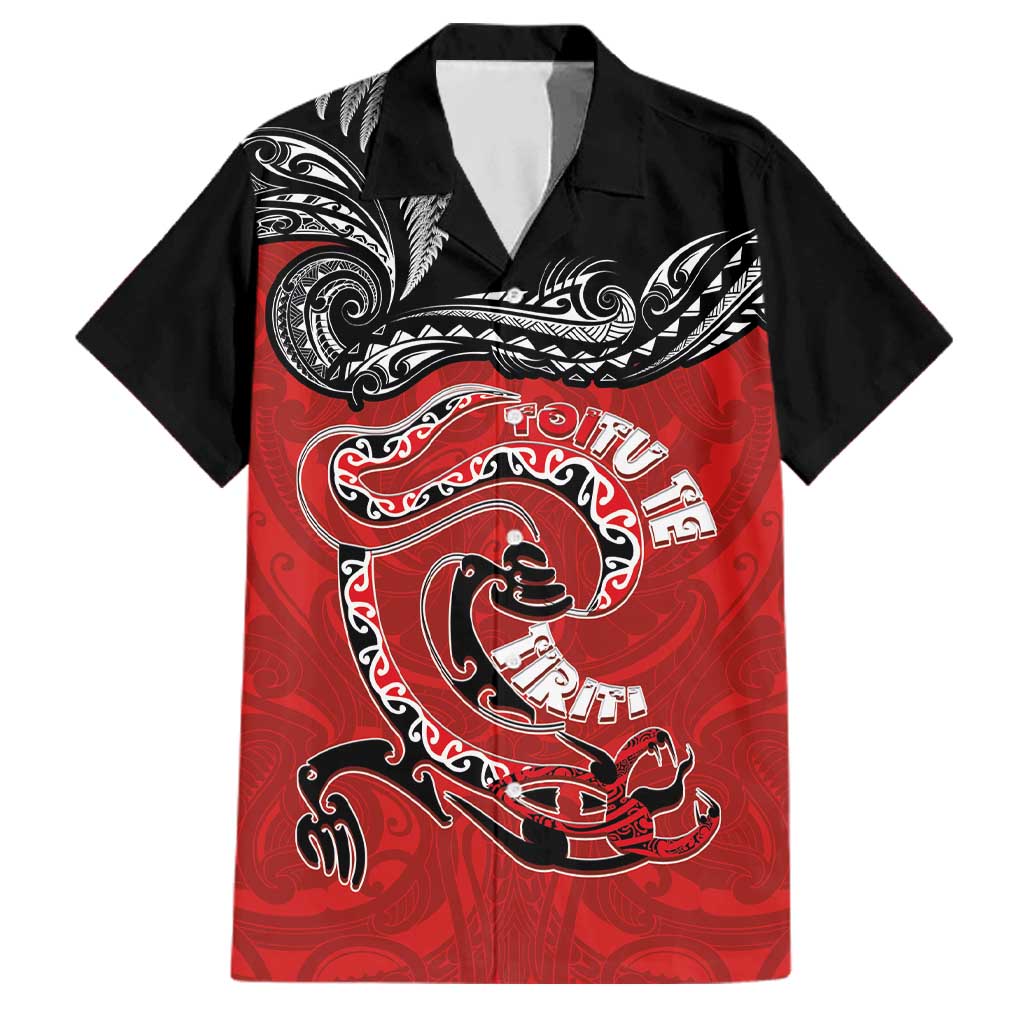 Personalised Aotearoa Toitu Te Tiriti Family Matching Long Sleeve Bodycon Dress and Hawaiian Shirt Taniwha Tribal Motifs