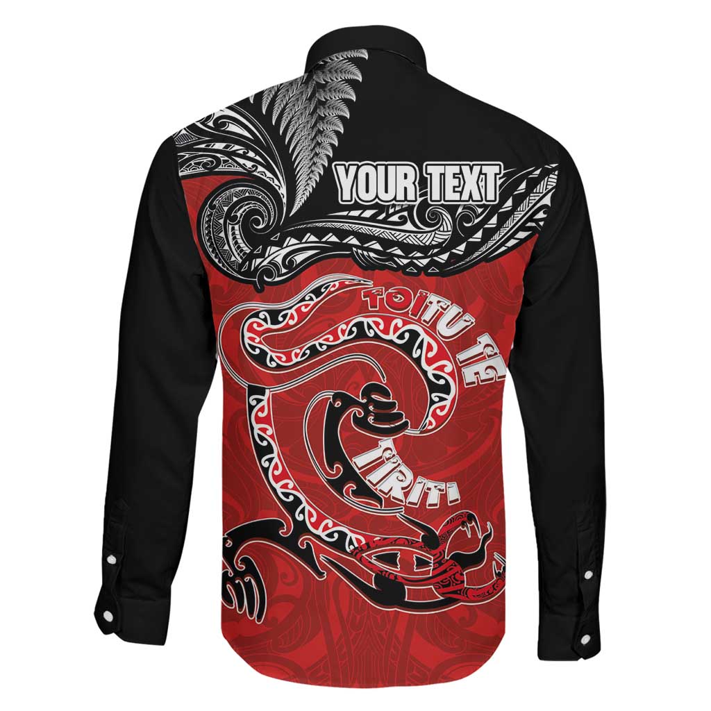 Personalised Aotearoa Toitu Te Tiriti Family Matching Long Sleeve Bodycon Dress and Hawaiian Shirt Taniwha Tribal Motifs