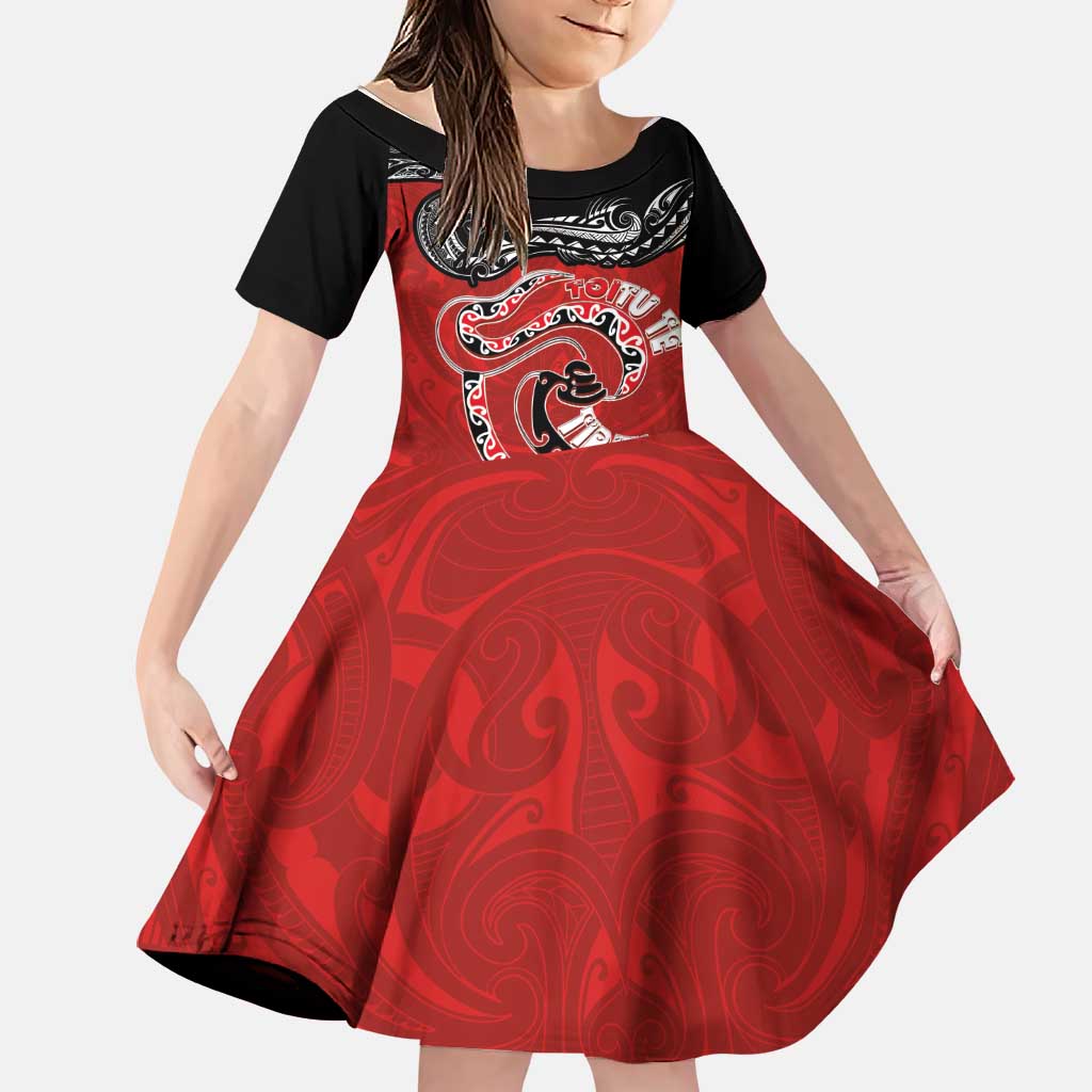 Personalised Aotearoa Toitu Te Tiriti Family Matching Off Shoulder Maxi Dress and Hawaiian Shirt Taniwha Tribal Motifs