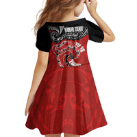 Personalised Aotearoa Toitu Te Tiriti Family Matching Off Shoulder Short Dress and Hawaiian Shirt Taniwha Tribal Motifs