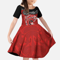 Personalised Aotearoa Toitu Te Tiriti Family Matching Puletasi and Hawaiian Shirt Taniwha Tribal Motifs