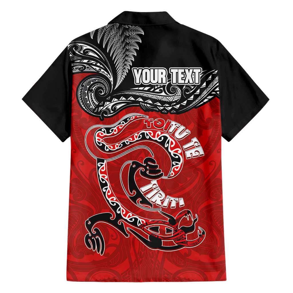 Personalised Aotearoa Toitu Te Tiriti Family Matching Puletasi and Hawaiian Shirt Taniwha Tribal Motifs