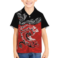 Personalised Aotearoa Toitu Te Tiriti Family Matching Short Sleeve Bodycon Dress and Hawaiian Shirt Taniwha Tribal Motifs