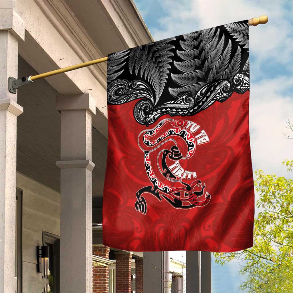 Aotearoa Toitu Te Tiriti Garden Flag Taniwha Tribal Motifs LT03 House Flag Multicolor - Polynesian Pride
