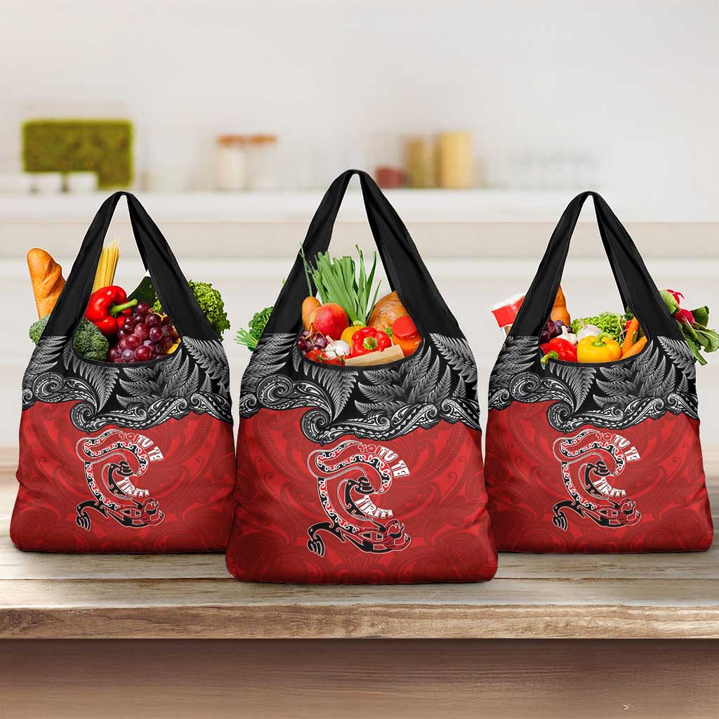 Aotearoa Toitu Te Tiriti Grocery Bag Taniwha Tribal Motifs