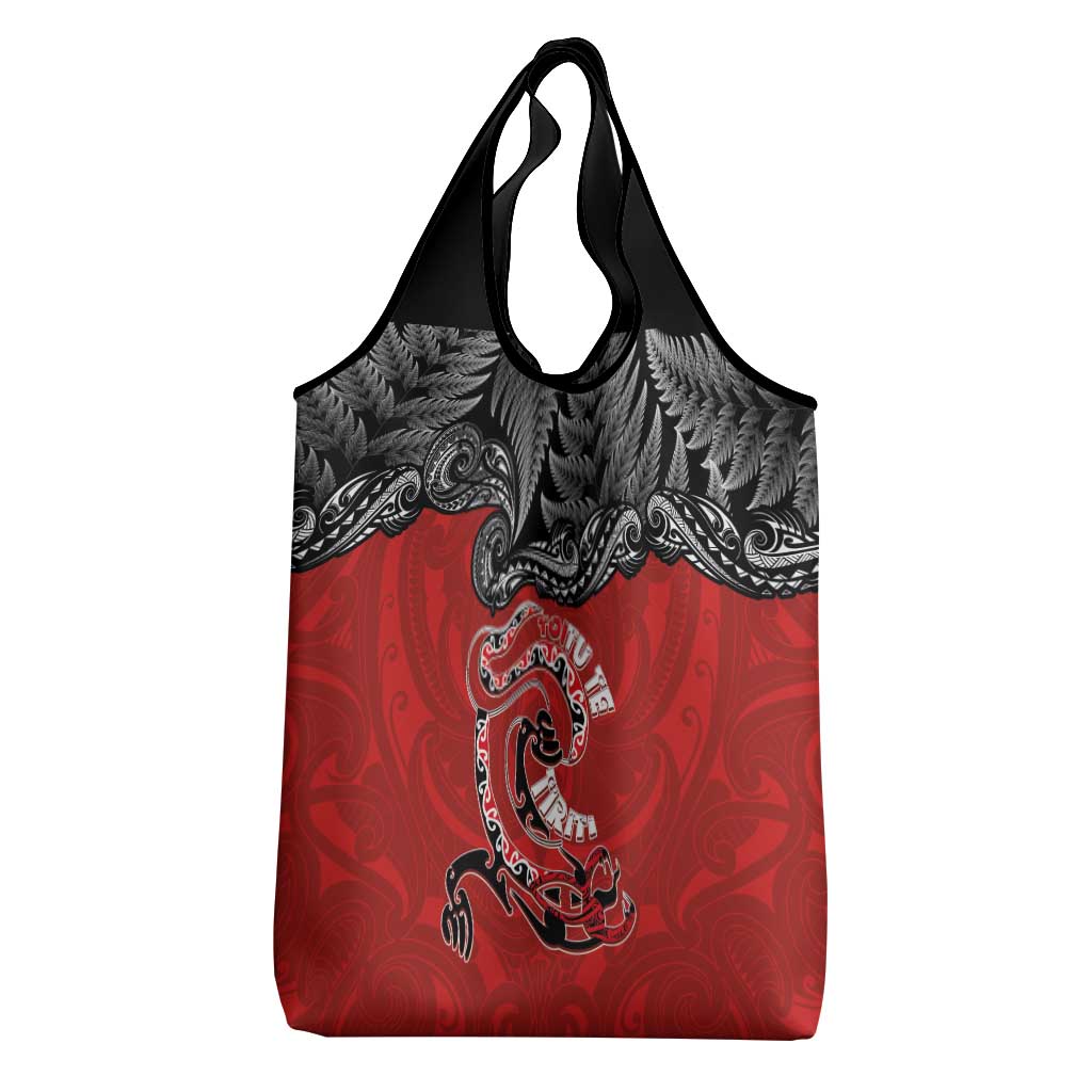 Aotearoa Toitu Te Tiriti Grocery Bag Taniwha Tribal Motifs