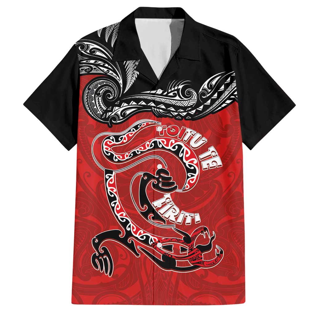 Personalised Aotearoa Toitu Te Tiriti Hawaiian Shirt Taniwha Tribal Motifs LT03 Multicolor - Polynesian Pride