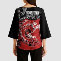 Personalised Aotearoa Toitu Te Tiriti Kimono Sleeve Blouse Taniwha Tribal Motifs LT03 - Polynesian Pride