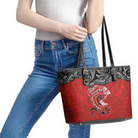 Aotearoa Toitu Te Tiriti Leather Tote Bag Taniwha Tribal Motifs LT03 - Polynesian Pride