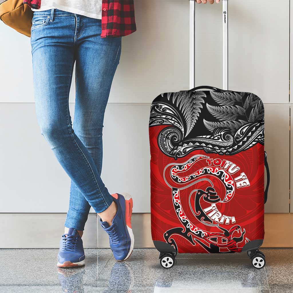 Aotearoa Toitu Te Tiriti Luggage Cover Taniwha Tribal Motifs