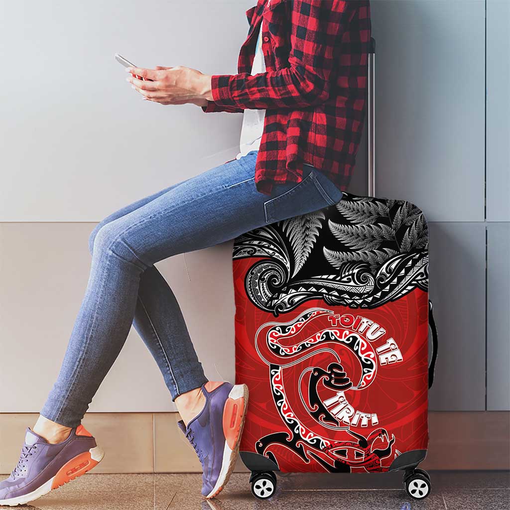 Aotearoa Toitu Te Tiriti Luggage Cover Taniwha Tribal Motifs