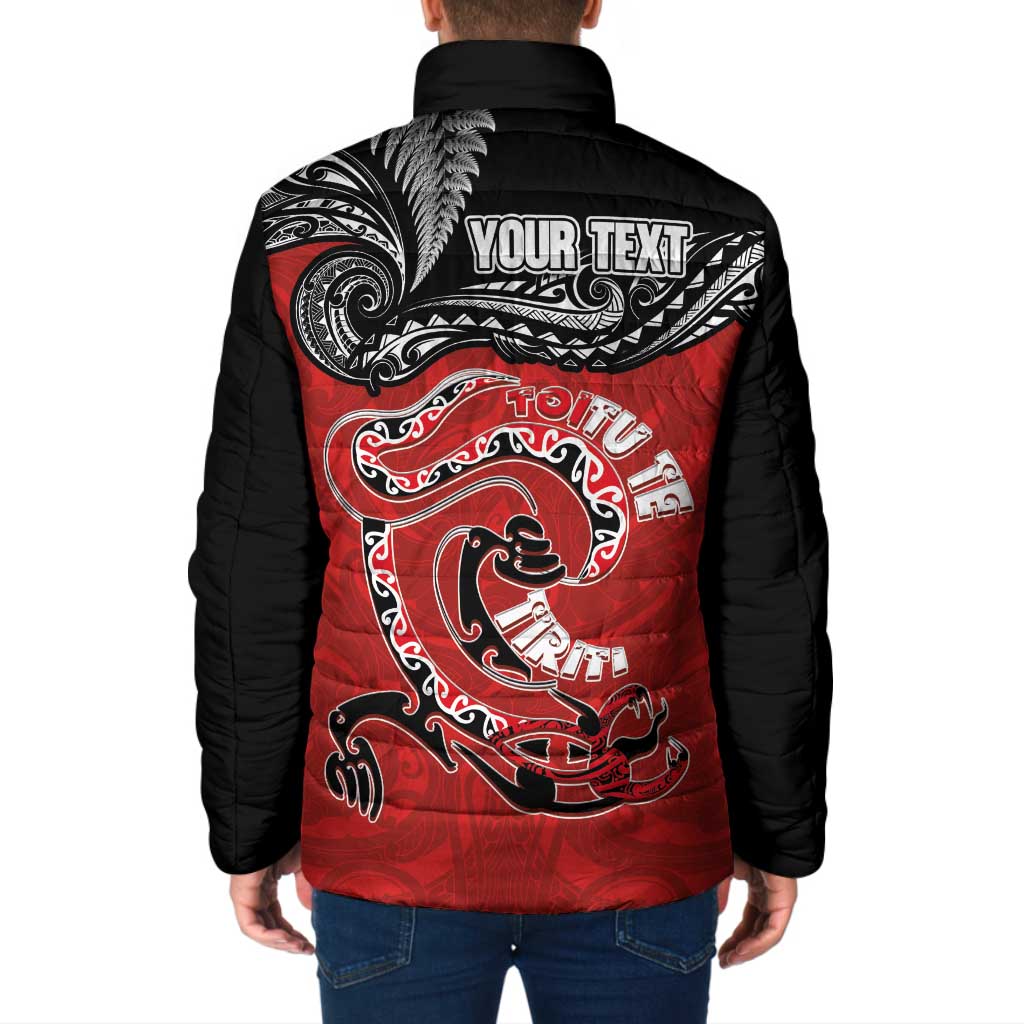 Personalised Aotearoa Toitu Te Tiriti Padded Jacket Taniwha Tribal Motifs LT03 - Polynesian Pride