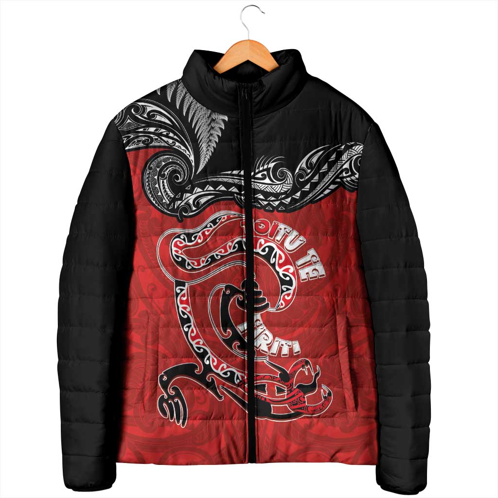 Personalised Aotearoa Toitu Te Tiriti Padded Jacket Taniwha Tribal Motifs LT03 - Polynesian Pride