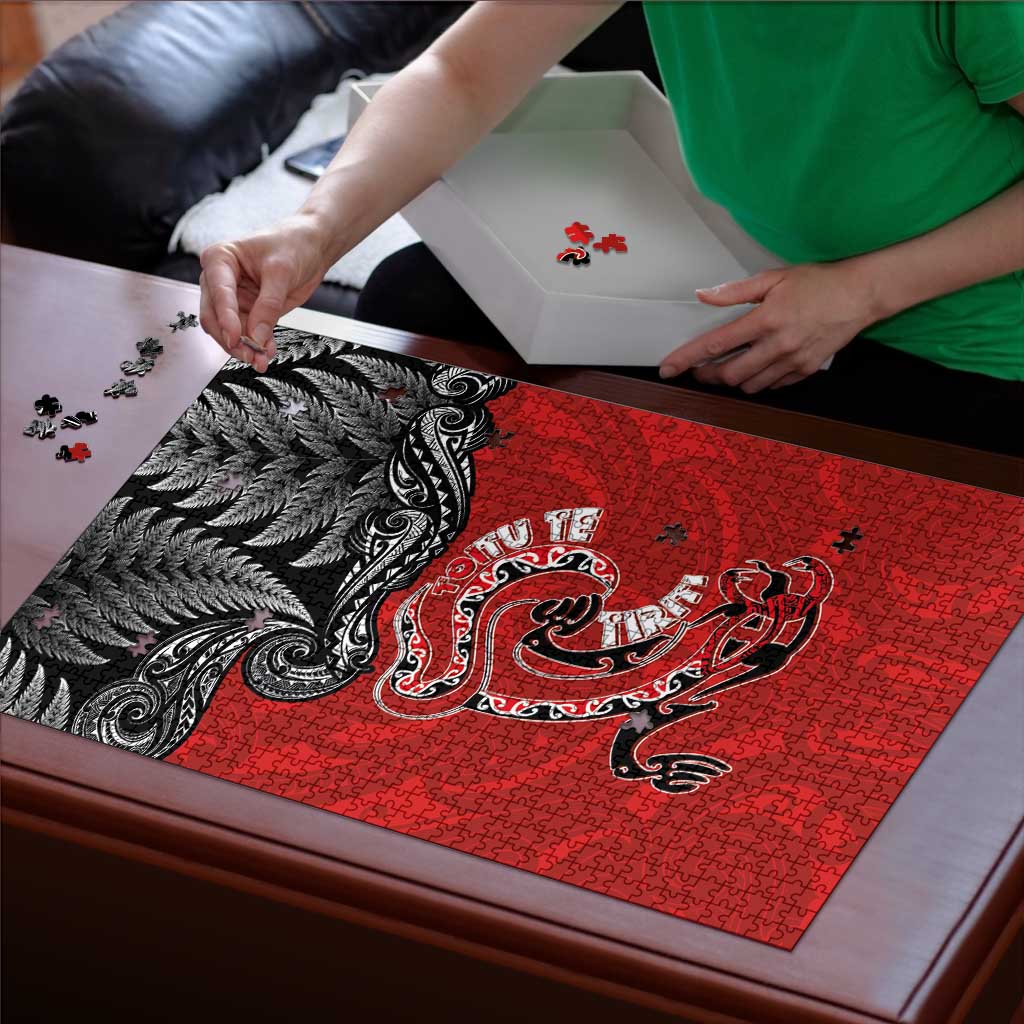Aotearoa Toitu Te Tiriti Puzzle Taniwha Tribal Motifs LT03 - Polynesian Pride