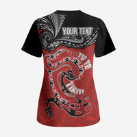 Personalised Aotearoa Toitu Te Tiriti Scrub Top Taniwha Tribal Motifs LT03 - Polynesian Pride