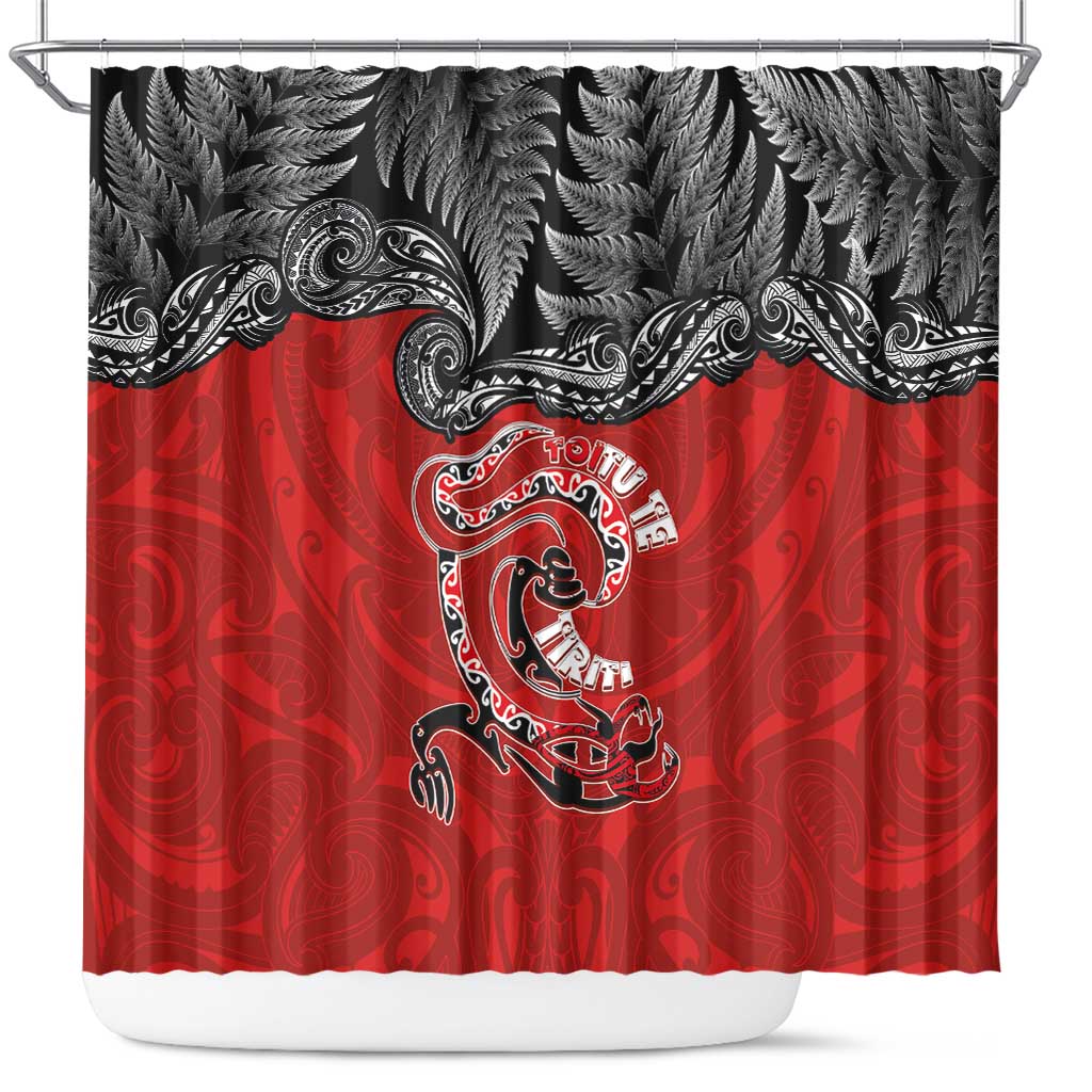 Aotearoa Toitu Te Tiriti Shower Curtain Taniwha Tribal Motifs LT03 Multicolor - Polynesian Pride