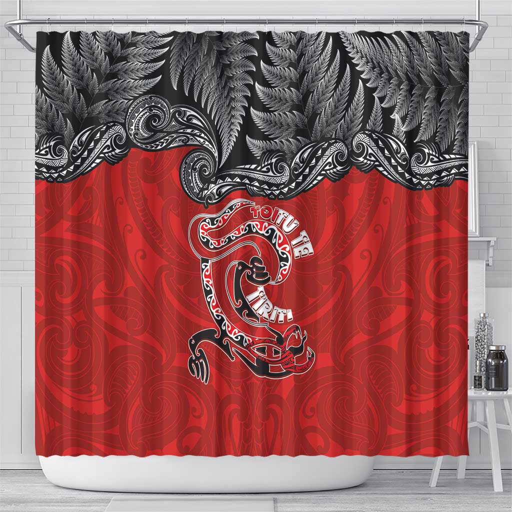 Aotearoa Toitu Te Tiriti Shower Curtain Taniwha Tribal Motifs LT03 - Polynesian Pride