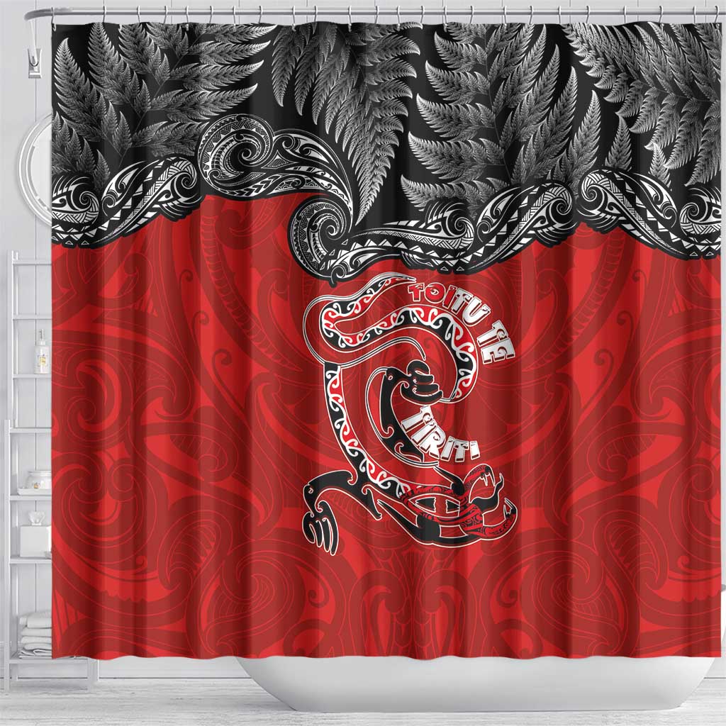 Aotearoa Toitu Te Tiriti Shower Curtain Taniwha Tribal Motifs LT03 - Polynesian Pride