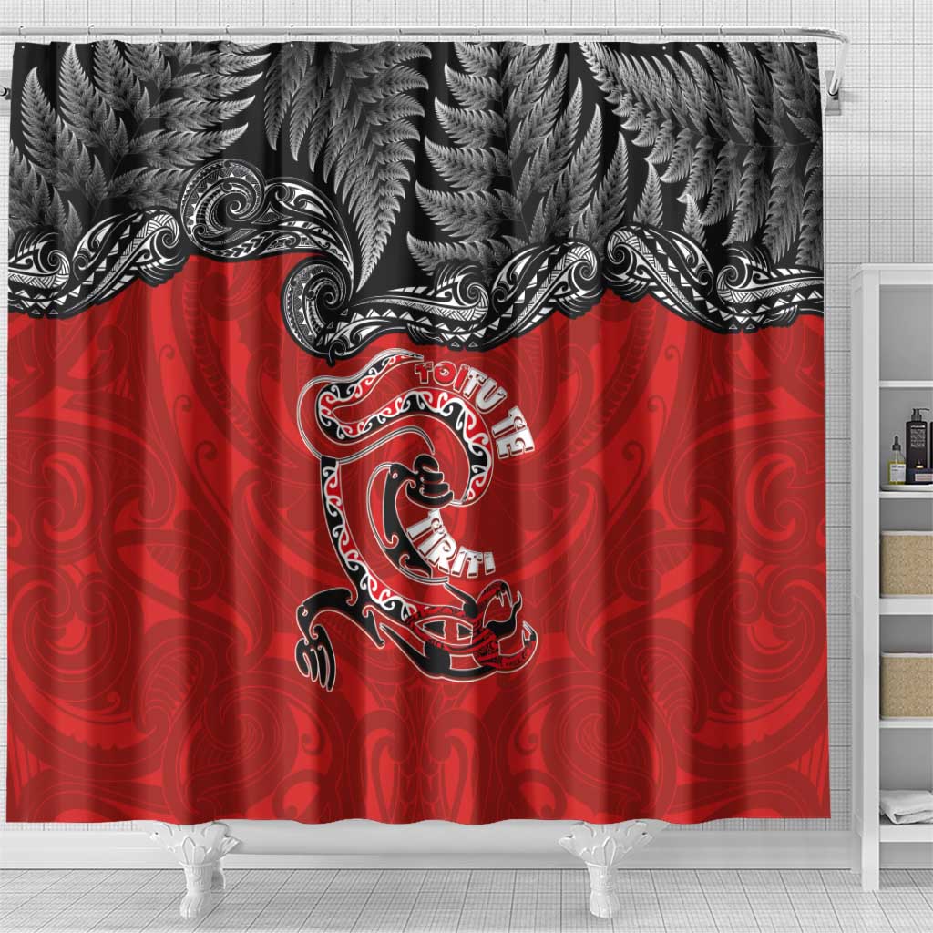 Aotearoa Toitu Te Tiriti Shower Curtain Taniwha Tribal Motifs LT03 - Polynesian Pride
