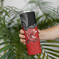Aotearoa Toitu Te Tiriti Skinny Tumbler Taniwha Tribal Motifs