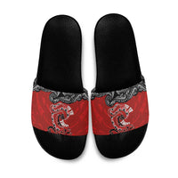 Aotearoa Toitu Te Tiriti Slide Sandals Taniwha Tribal Motifs LT03 Multicolor - Polynesian Pride