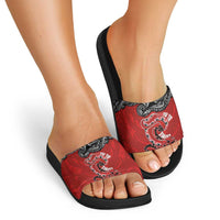 Aotearoa Toitu Te Tiriti Slide Sandals Taniwha Tribal Motifs LT03 - Polynesian Pride