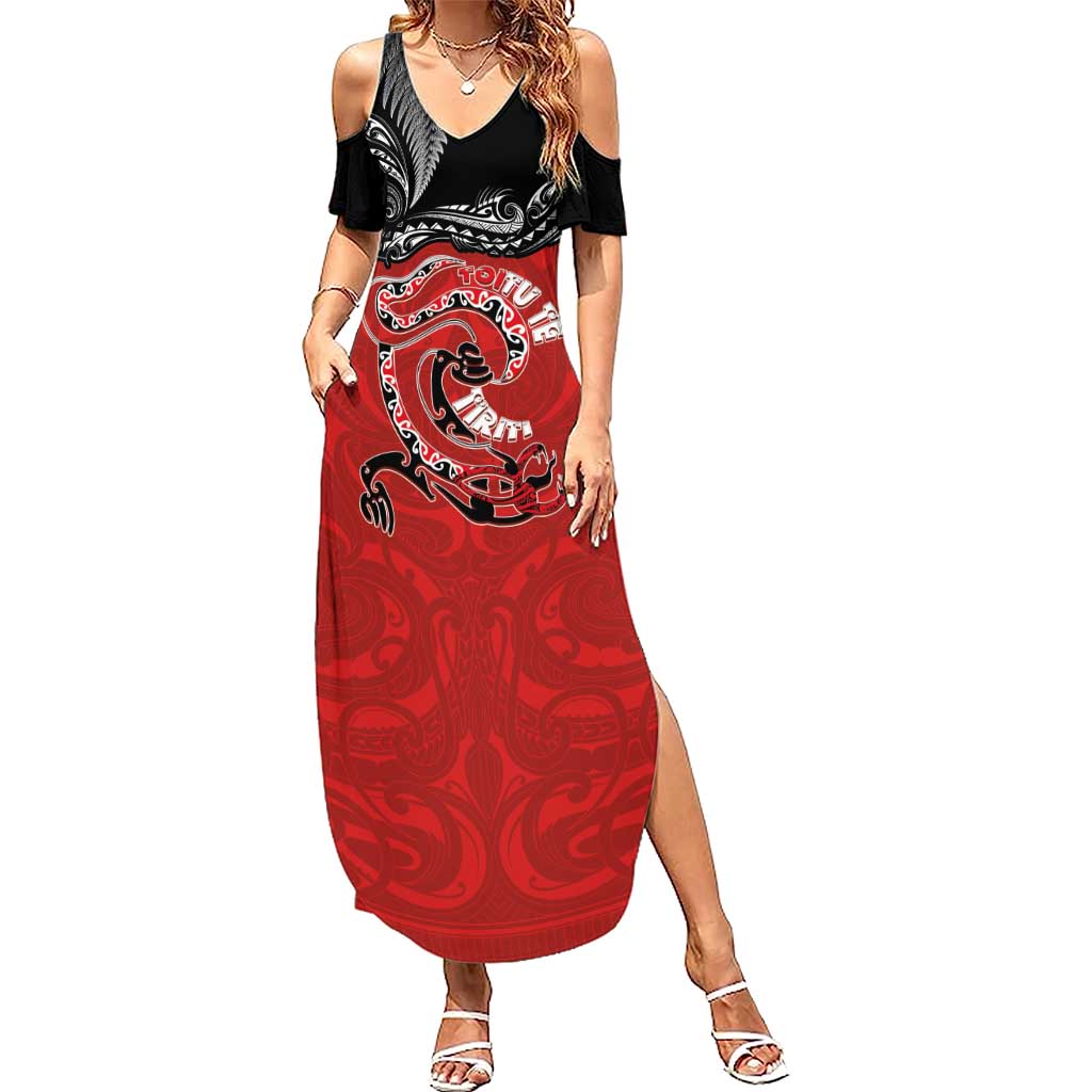Personalised Aotearoa Toitu Te Tiriti Summer Maxi Dress Taniwha Tribal Motifs LT03 Women Multicolor - Polynesian Pride