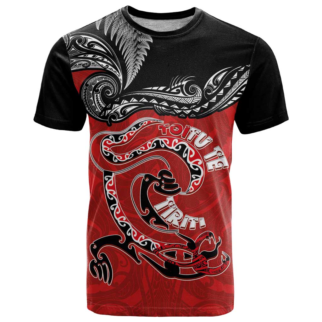Personalised Aotearoa Toitu Te Tiriti T Shirt Taniwha Tribal Motifs LT03 Multicolor - Polynesian Pride