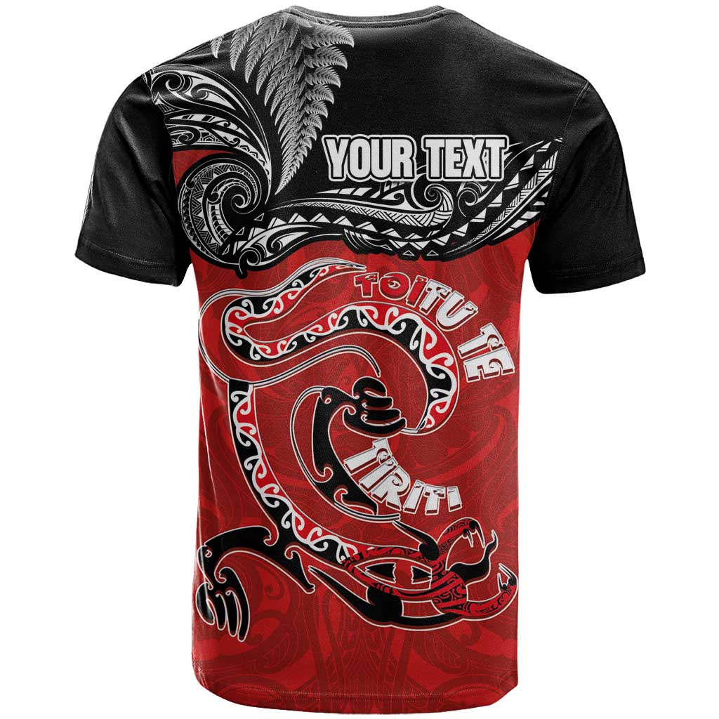 Personalised Aotearoa Toitu Te Tiriti T Shirt Taniwha Tribal Motifs LT03 - Polynesian Pride