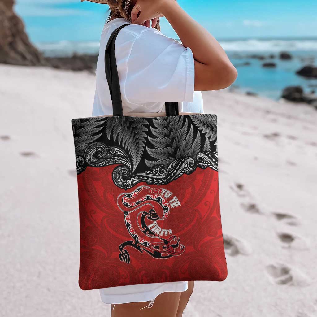 Aotearoa Toitu Te Tiriti Tote Bag Taniwha Tribal Motifs LT03 - Polynesian Pride