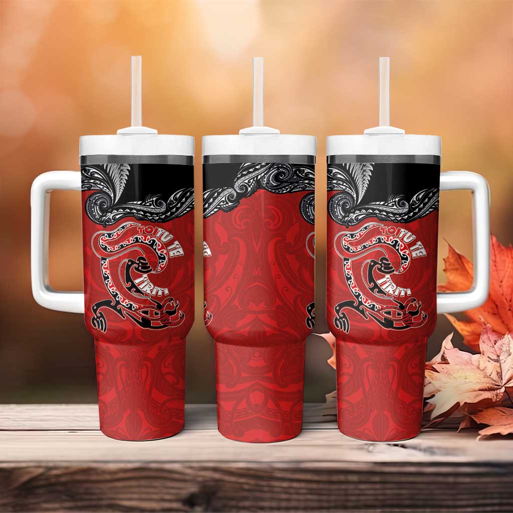 Aotearoa Toitu Te Tiriti Tumbler With Handle Taniwha Tribal Motifs LT03 - Polynesian Pride
