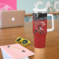 Aotearoa Toitu Te Tiriti Tumbler With Handle Taniwha Tribal Motifs LT03 - Polynesian Pride