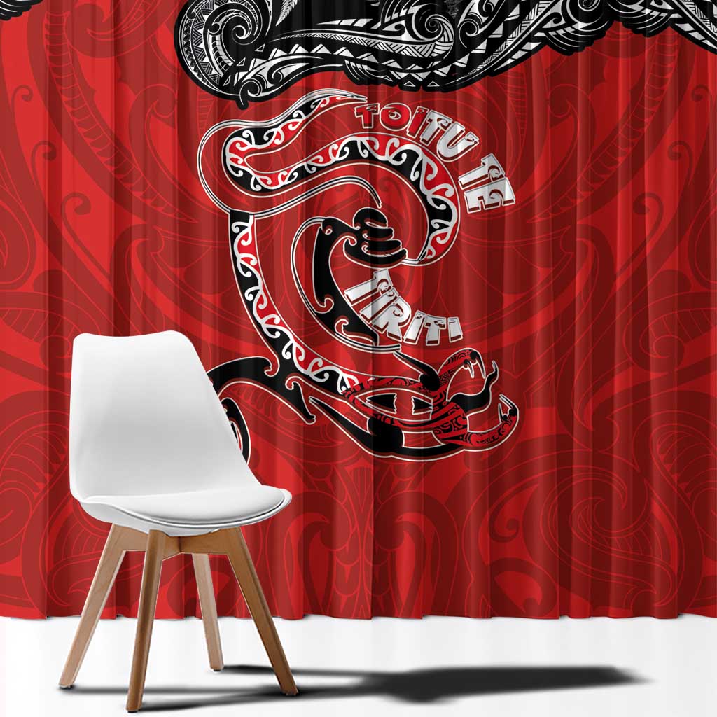 Aotearoa Toitu Te Tiriti Window Curtain Taniwha Tribal Motifs LT03 - Polynesian Pride