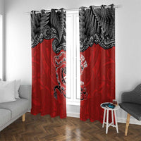 Aotearoa Toitu Te Tiriti Window Curtain Taniwha Tribal Motifs LT03 With Grommets Multicolor - Polynesian Pride