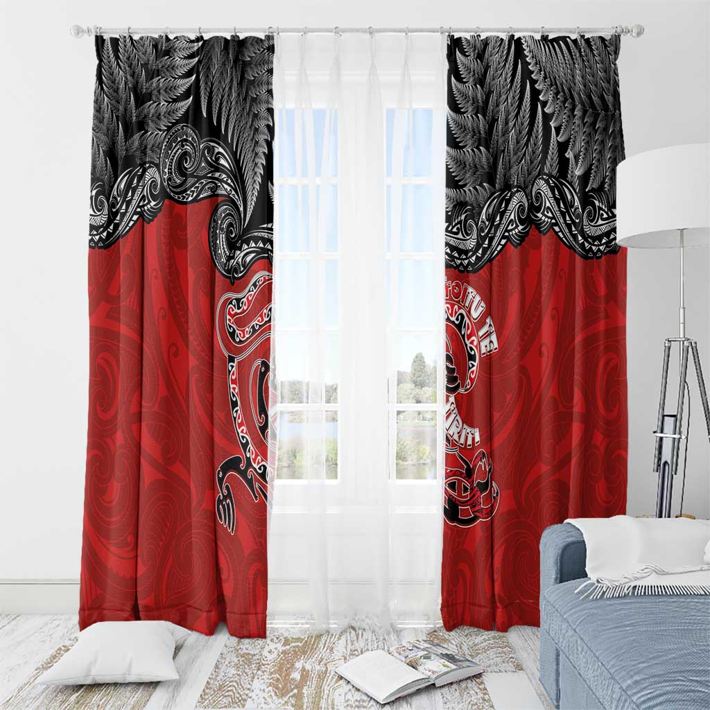 Aotearoa Toitu Te Tiriti Window Curtain Taniwha Tribal Motifs LT03 - Polynesian Pride