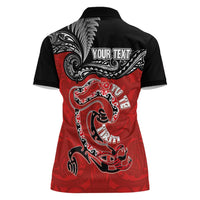 Personalised Aotearoa Toitu Te Tiriti Women Polo Shirt Taniwha Tribal Motifs
