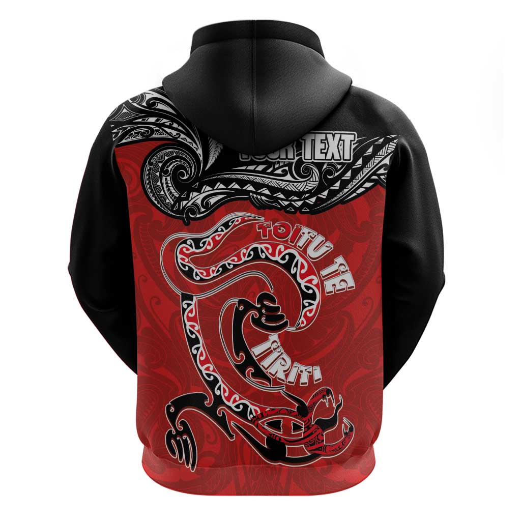 Personalised Aotearoa Toitu Te Tiriti Zip Hoodie Taniwha Tribal Motifs LT03 - Polynesian Pride